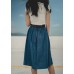 Elastic Waist Single Breasted Length Flare Skirt